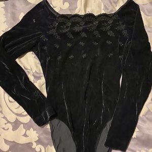 Small black velvet body suit